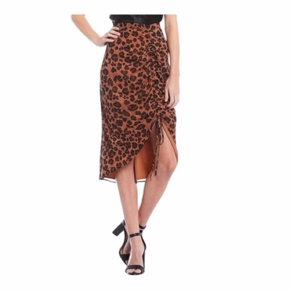 GIANNI BINI, NWOT, WOMENS, LEOPARD PRINT, HIGH WAIST SHEER SKIRT. SIZE 0